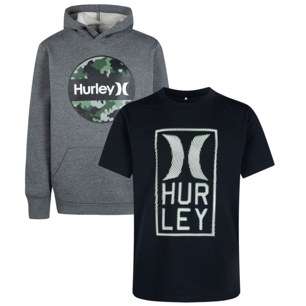 2-Pack HURLEY Youth Boy's Hoodie Sweater and Tee Shirt Set - NWT